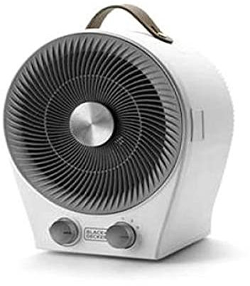 BLACK+DECKER BXFSH2000E - Riscaldamento e ventilatore 2 in 1, multifunzione, 2 intensità di calore, 2 velocità di ventilazione, termostato regolabile, 2000 W, sicurezza antiribaltamento, bianco