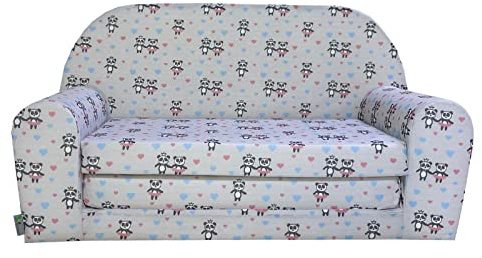 FORTISLINE Kindersofa MINI ausklappbar 78 x 40 x 45 cm - Kindercouch aus Mikrofaser mit Liegefläche 104 cm, abnehmbarem waschbarem Bezug, Oeko-TEX Standard 100