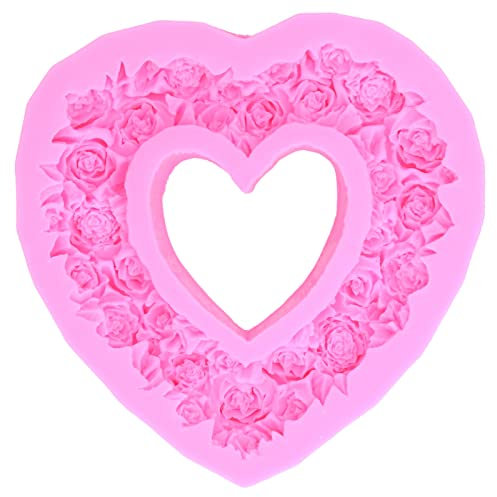 Silikon Rosen Kuchenform, Blumen Fondant Silikonformen, Blumen Backform mit Herz Kranz Form für Hochzeit, Geburtstag, Party, Jahrestag, Valentinstag