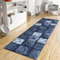 WTHYGB Teppich Läufer Flur Küche 40x150 cm, Vintage rutschfest Waschbar Küchenläufer Flurläufer, Lang Polyester Plaid Muster Navy Blau Teppichläufer für Korridor, Schlafzimmer, Innen Wohnzimmer