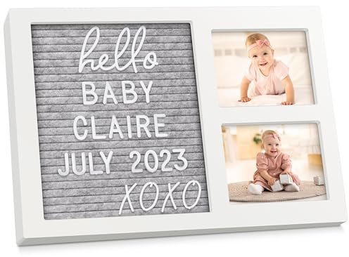 Baby Handabdruck und Fußabdruck Set mit Filz Letterboard - Baby Bilderrahmen fur Fußabdruck Baby, Handabdruck Baby, Neugeborene Baby Abdruckset, Personalisierte Geschenke Baby (Alpine White)