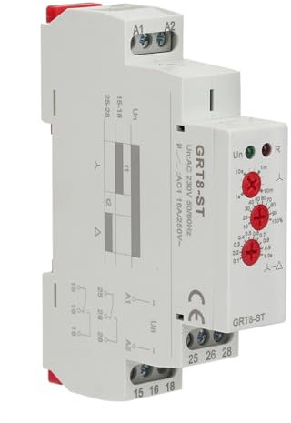 DEWIN Relè Temporizzatore, GRT8-ST Ritardo su Motor Star Delta Timer Soft Starter Delta Relè Motor Starter Relè Temporizzatore Luci Scale AC 230V