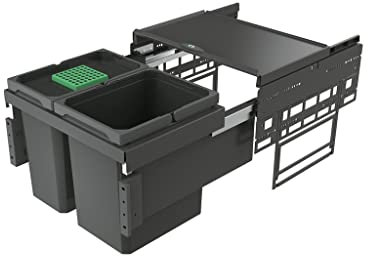 Naber 8013401 Abfallsammler 27,5 (12+15,5) Liter COX® BASE 360 K/500-2 mit Biodeckel, anthrazit, H 360 mm