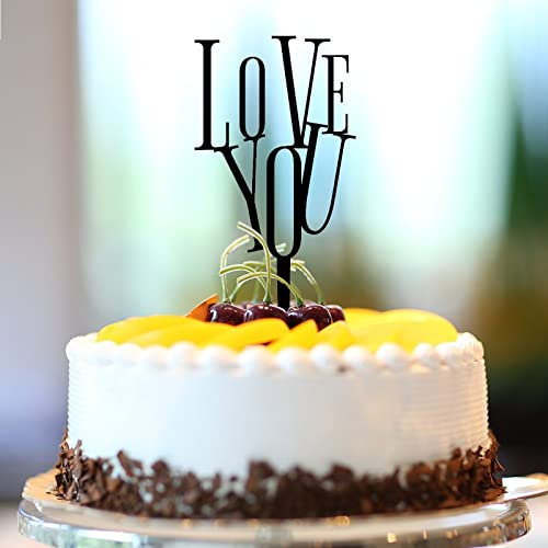 Love You Cupcake Topper I Love You Be Mine Happy Birthday Cake Topper for Nuptial Graduation Cake Decorations Custom Cute Heart Cupid Be Mine Acrylic Black