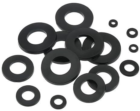Michass 650 Stück Nylon Flache Kunststoff Unterlegscheiben Beilagscheiben Flat Washers Sortiment 8 Größen(M2-M10) lsolierscheiben Für Mechanische Industrie Befestigungen, Schwarz
