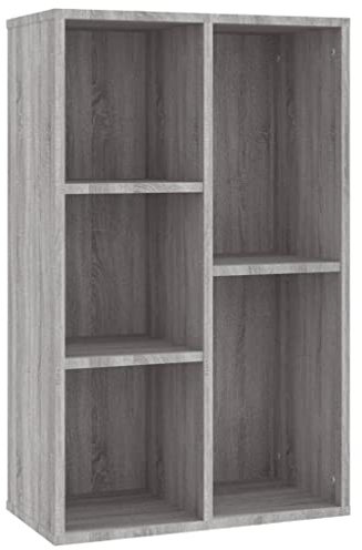 vidaXL Sideboard Bücherregal, Bücherschrank mit 5 Fächern, Wandregal Standregal für Wohnzimmer, Regal Büroregal Aktenregal, Grau Sonoma Holzwerkstoff