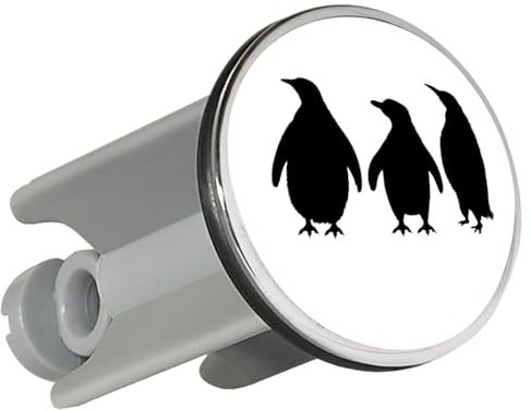 Huuraa Waschbeckenstöpsel Pinguine Silhouette Geschenk 4cm höhenverstellbar 6,5 bis 8,5cm Pinguine Geschenkidee