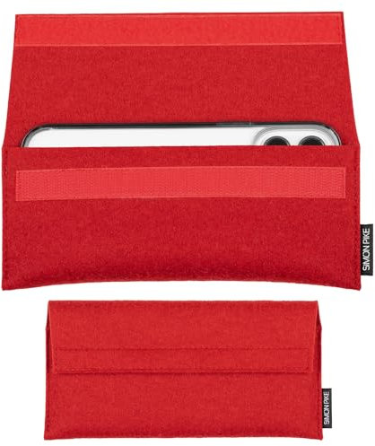 SimonPike Handyhülle passend für Apple iPhone 11 I X I XS I 11 pro I XR (Gr. G) | New York rot Filztasche aus Wollfilz Handy/Smartphone Tasche