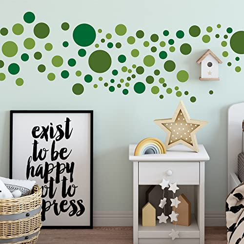 Sunnywall® 130 bunte Wandtattoo Kreise als Sticker Set für Baby- & Kinderzimmer - Punkt-Dots als Klebepunkte in verschiedenen Farben - Wandaufkleber für eine individuelle Wandgestaltung Moosgrün