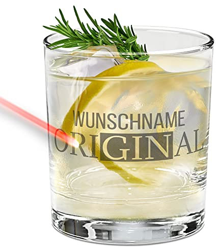 PR Print Royal Gin-Glas mit Gravur selbst gestalten - OriGINal - mit Name Personalisieren, Geschenke für Gin-Liebhaber, Ginglas graviert mit Spruch | 300ml, Lasergravur