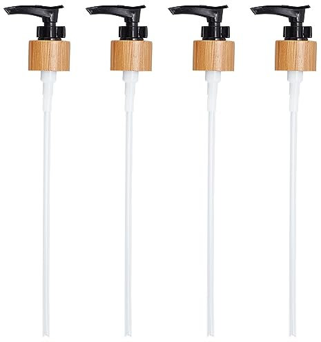 BENECREAT 4pcs Replacement Pumps Dispenser Replacement Pumps for Soap Dispensers Black Plastic Bamboo Dispenser Pumps for Soap, Lotion, Shampoo, Kitchen and Bathroom