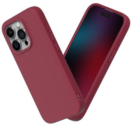 RhinoShield Case kompatibel mit [iPhone 15 Pro] | SolidSuit - Stoßdämpfende & schlanke Schutzhülle mit Premium Finish - 3.5 Meter Fallschutz - Bordeauxrot