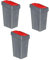 Optimal Products 50L Plastic Recycling Bin Rubbish Dustbin Kitchen Garden Recycle Waste Bin With Lid (Red, 3)