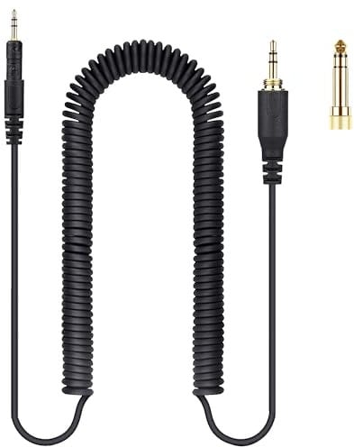 FAAEAL ATH-M50x Replacement Audio Cable,Coiled AUX Cord Compatible with Audio-Technica ATH-M40x M60x M70x Wired Headphones with 6.35mm (1/4) Adapter,14ft