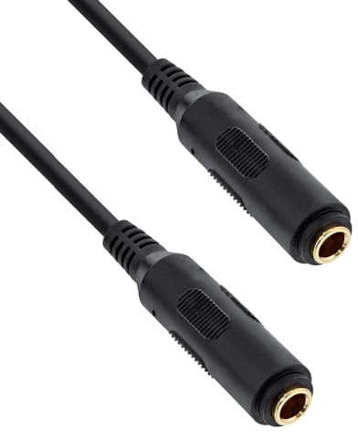 REY Cable Mini Jack 3,5mm Hembra, Oro, Audio Estéreo, Dorado, 0,5M