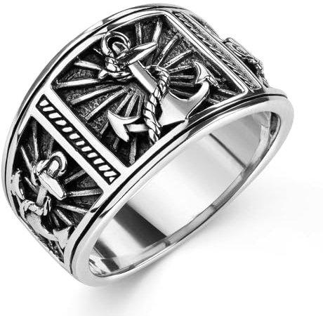 Materia Herren Ringe 925 Silber Anker - Bandring antik SR-4-59