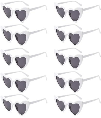 10 Stück Herz Sonnenbrille für Damen,Partybrille,Magische Farben Party Herz Brille, Vintage Herzform Brille 90er Jahre Hippie Brille Kostümzubehör für Party, Hochzeit, Karneval, Halloween