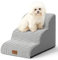 COZY KISS Escalera para Perros Pequeños, Escaleras para Mascotas de Espuma para Cama y sofá, Rampa para Gatos con Funda Lavable y Fondo Antideslizante, Ligera, 40x57x40cm, 3 Peldaños, Blanco Negro