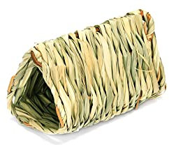 LUDAKE Hamsterkäfig aus natürlichem Stroh, Tunnel, Haus, Haustier-Stroh, Nest, Gras, Bett, Käfig für Hamster, Igel, Maus, Meerschweinchen