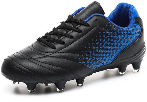 Boys Football Boots Kids Football Shoes Cleats Boys Girls Trainers FG/AG Athletics Training Sport Running Shoes Black Blue