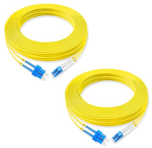 Lebrudos Lot de 2 cordons de raccordement en fibre optique SC UPC vers LC UPC, duplex OS2 G652D 9/125 μm, 1310 nm/1550 nm LSZH 3,0 mm