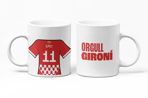 C&P Taza Personalizada de Fútbol | Regalo Original para Aficionados del Fútbol | Taza de Desayuno | Regalo Equipo de Fútbol | Diseño Único y Duradero (Girona) 350 ML