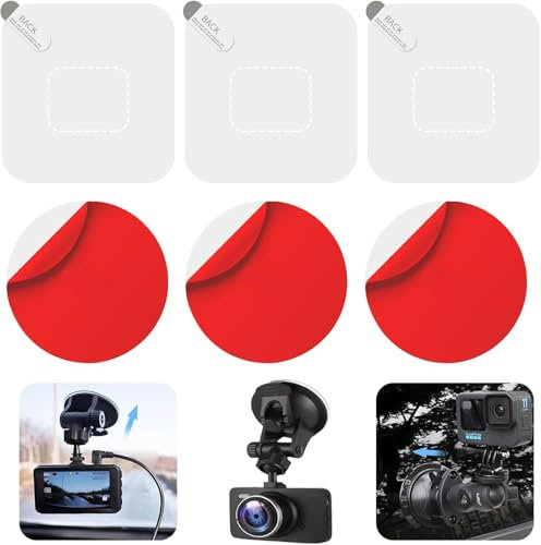 LUCTHY Double-Sided Sticker Adhesive Pad and Car Windshield Electrostatic Film, Dashcam Sticky Pads Replacement for Windscreen Windshield Dash cam Mounting Pad, 6 * 6CM (Round-6Pack)