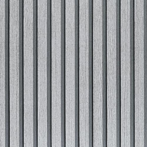 LOVADA Wood Slat Wallpaper - Peel & Stick Self-Adhesive (60cm x 300cm), Grey Rustic Wood Effect Contact Paper for Feature Walls & DIY Home Decor