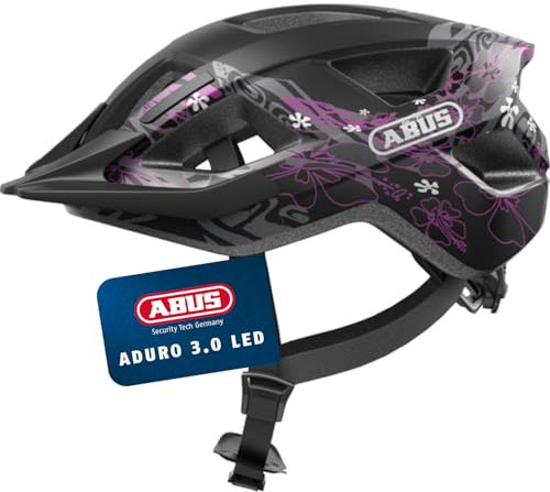 ABUS Fahrradhelm Aduro 3.0 LED - Sportiver City-Helm in stilvollem Design für alltägliche und sportliche Touren - mit Rücklicht - für Damen und Herren - Größe M, Schwarz/Rot