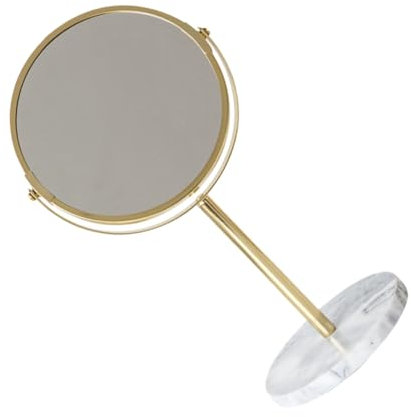 Beatifufu Kosmetikspiegel Desktop Make up Spiegel Mit Marmor Sockel Gold Spiegeldrehbar Für Mädchen Und Heimgebrauch
