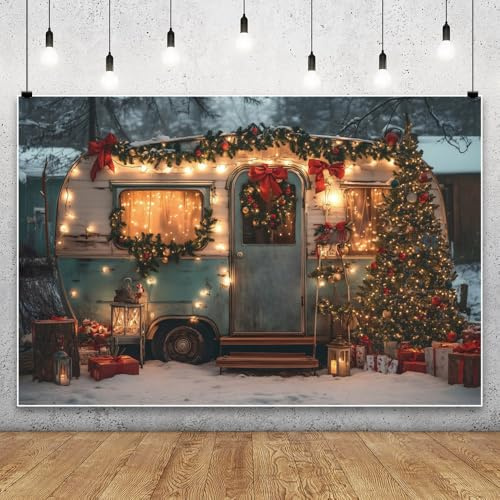 MIRRORANG 2,5 x 1,8 m Winterbus-Hintergrund, Weihnachten, Camper, Outdoor, Bus-Shop, Fotografie, Hintergrund, Winter, verschneit, Frohe Weihnachten, Neujahr, Neugeborene, Babyparty