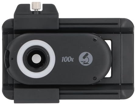 VBESTLIFE Telefon-Taschenmikroskop mit LED-Beleuchtung und Universalclip, Tragbare Digitale Mikroskop-Kameraaufsätze für Smartphones, CPL-Polarisationsfilter (100X)