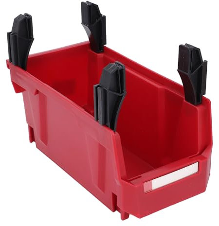 Parts Storage Bin Organizer 276x139x128mm Thickened PP Large Opening Tool Back Hanging Container with 4 Assembly Brackets for Refrigerator Kitchen Garage Workshop (Red)