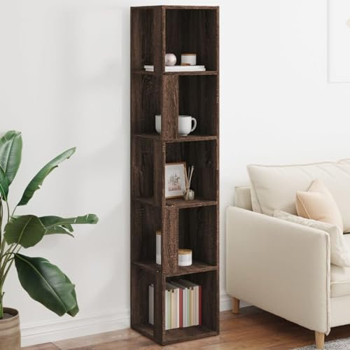 ShGaxin Eckregal Braun Eichen-Optik 33x33x164,5 cm Holzwerkstoff, Bücherregal, Esszimmer Deko, Eckbücherregal, Eckschrank, Leiterregale, Ecke Dekoration