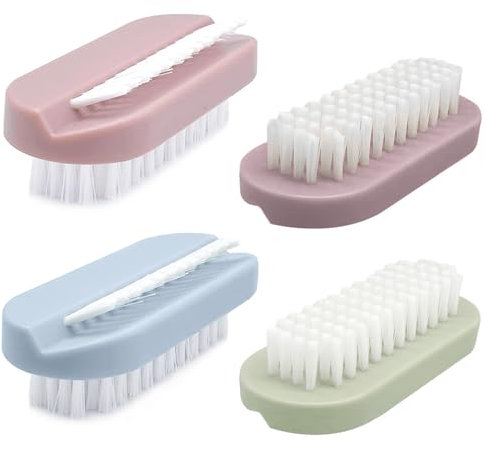 4 Stück Doppelseitige Nagelbürste, Universal Handbürste mit Harten Borsten, Multifunktional Handwaschbürste, Handbürste Nagelbürste, für Reinigung von Hand Nagel Bad Waschbecken (B)