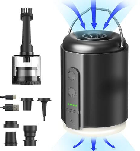 Origem Electric Air Pump, 5.2 KPa Portable Mini Air Pump Rechargeable Battery Powered Inflator Deflator with Camping Lantern for Pool Floats Boats Sleeping Pads Inflatable Toys