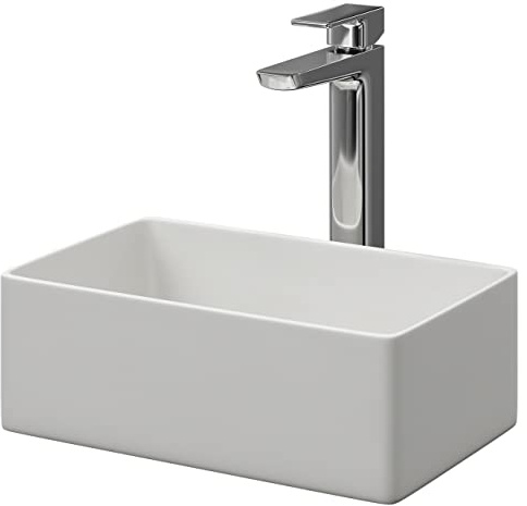 Wholesale Domestic Amadora Matt White 360mm x 230mm Small Rectangular Countertop Basin