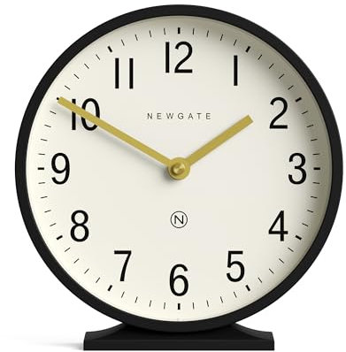 NEWGATE® Q Kaminsims Uhr | Moderne Klassische runde kaminuhr | Schwarz | Zeitgenössischer Stil für kaminsims, Schreibtisch, Tisch, Regal oder nachttisch