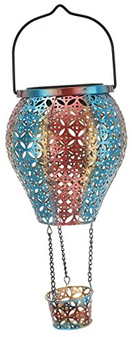 Artibetter Hot Air Balloon Hanging Lamp Solar Light Iron Art Creative Outdoor Garden Decor Solar Powered Light for Patio and Landscape