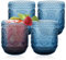 AstraLoom Wassergläser blau 4er-Set 360ml - Trinkgläser mit Blumenrelief, hochwertiges Glas spülmaschinenfest für Whisky, Bier, Party & Restaurant