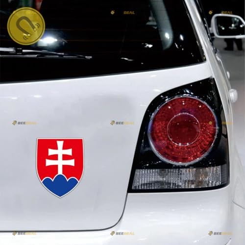 Slowakisches Wappen-Auto-Magnet-Aufkleber, reflektierend, 10,2 cm, für LKW-Tür, Kühlschrank, wiederverwendbar, wasserdicht, 2 Stück
