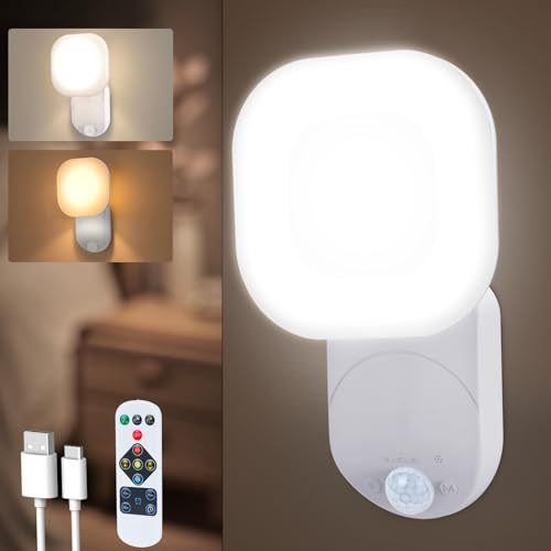 Cadrim Akku LED Wandlampe, Magnetisch Akku Wandlampe Innen mit Bewegungssensor, 3 Farben Bewegungsmelder licht, Wiederaufladbar Dimmbar Sensor Wandleuchte für Kleiderschränke, Treppenhäuser, Flure