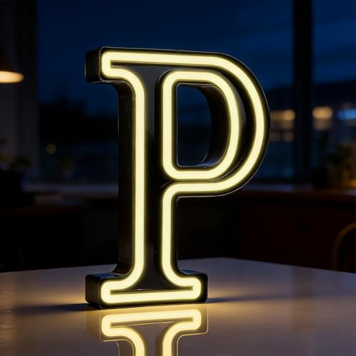 LED Letter Lights, Light Up Letters P, Alphabet Sign Gifts for Girls Women Party Birthday Decorations Valentine Wall Table Decor Battery Operated (P)
