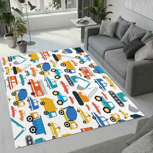 Tovast 3D Auto Teppich Wohnzimmer Schlafzimmer Flauschig Weich Cartoon Teppiche rutschfest KurzplüSch Kurzflor Waschbarer Teppich 100x150 cm Home Outdoor Carpet Matte(Image7-14)