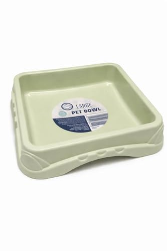 Large Pet Bowl Stylish Plastic Dog Bowl Square Pet Food Bowl for Dogs and Cats, Available in Pink, Green, Blue (Sea Green)