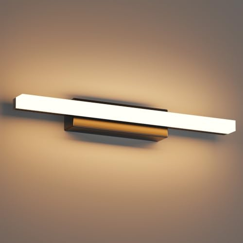 Klighten Spiegelleuchte Bad LED 9W 40cm, IP44, Warmweiß 3000K, Schwarz | Aluminium + Eisen + Acryl, 600 Lumen, Spiegellampe Bad, Badezimmerlampe Wand, IP44 Spritzwassergeschützt