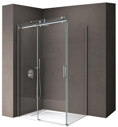 doporro Cabine de Douche 70x120 avec bac à Douche Paroi de Douche Montage Réversible avec Porte Coulissante Ravenna17 70x120x195cm Verre ESG Transparent 8mm