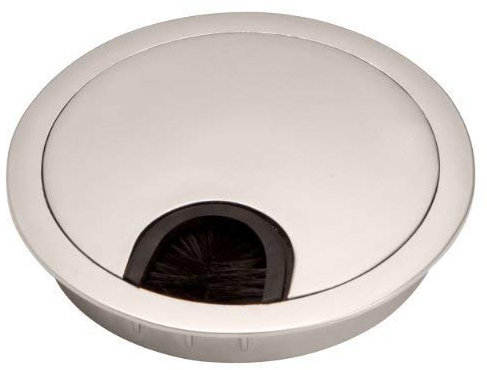 SOTECH 2 Stück Kabeldurchführungen Schreibtischdurchlass aus Metall Bohrmaß Ø 90 mm Chrom matt Kabeldurchführung mit Staubdichtung