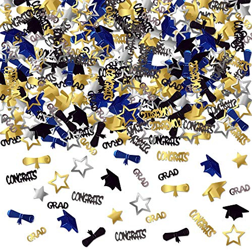 Graduation Decorations 2026 | Congrats Grad Confetti - Pack of 1000 | Navy Blue and Gold Graduation Confetti 2026, Grad Confetti Class of 2026, Graduation Decorations, KatchOn