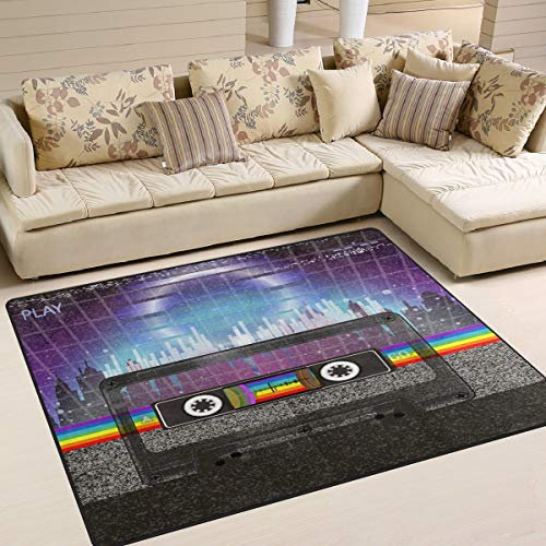 Use7 Teppich im Retro-Stil der 80er-Jahre, für Wohnzimmer, Schlafzimmer, 203 cm x 147,3 cm